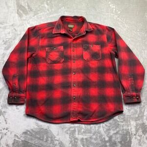 CE Schmidt Workwear Red Buffalo Plaid Flannel Long Sleeve Button Up Shirt L